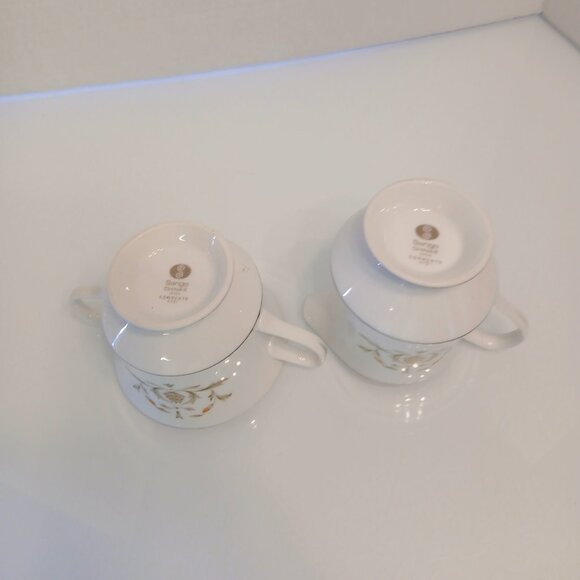 Vintage Sango China SORRENTO 3721 Cream And Sugar Bowl Set With Lid Gold Trim - Picture 10 of 11